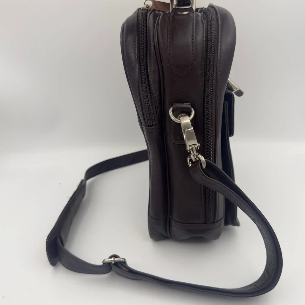 Osgoode Marley Leather Messenger Crossbody Bag Brown Medium